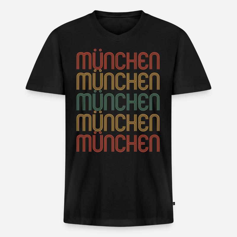 Münchnerin Münchner München - Männer Premium Bio T-Shirt mit V-Ausschnitt - Schwarz