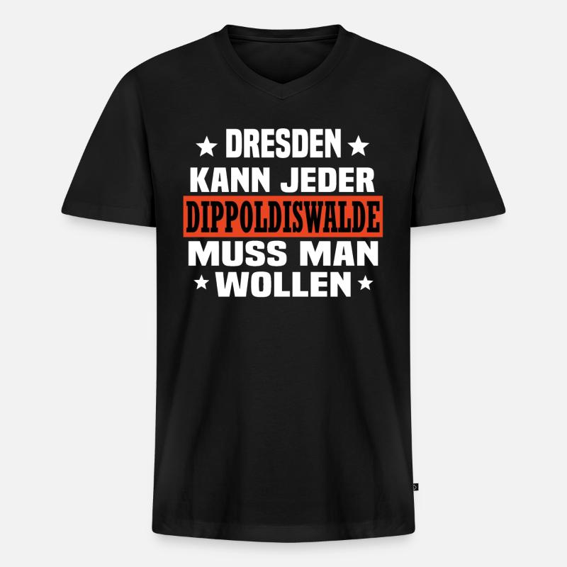 Dippoldiswalde - Männer Premium Bio T-Shirt mit V-Ausschnitt - Schwarz