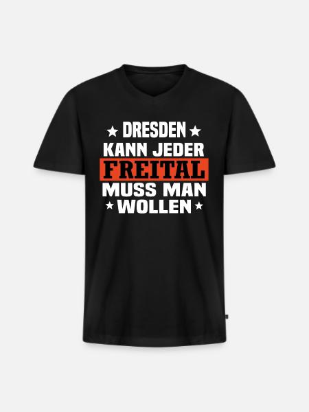 Freital - Männer Premium Bio T-Shirt mit V-Ausschnitt - Schwarz
