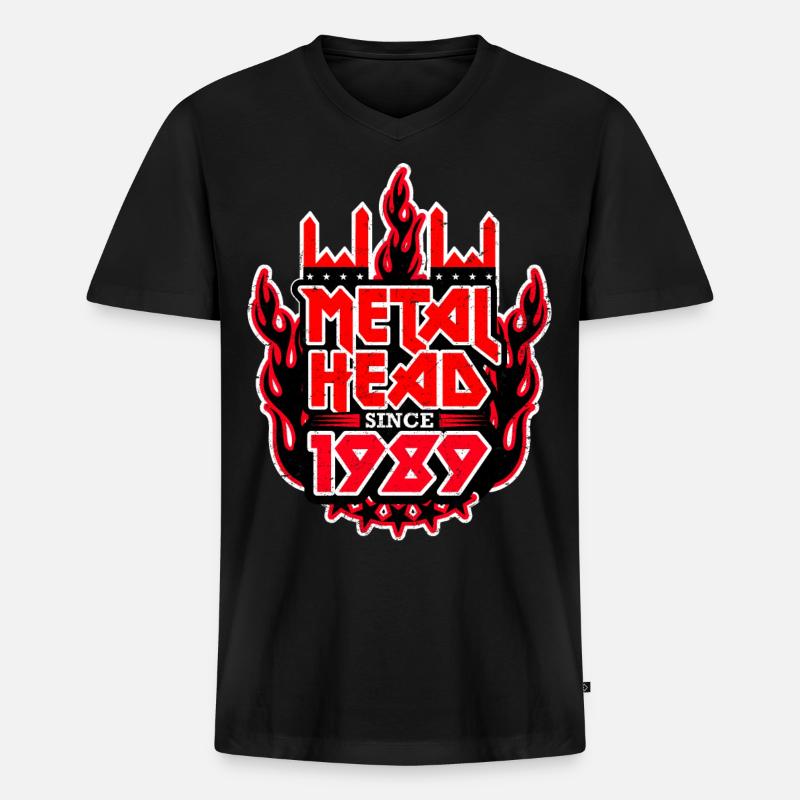 METALHEAD since 1989 - Männer Premium Bio T-Shirt mit V-Ausschnitt - Schwarz