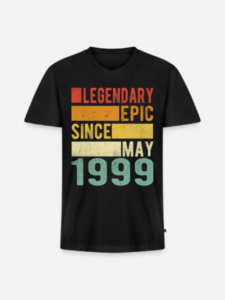 Birthday May 1999 Legendary epic - Men's Premium Organic T-shirt with V-neck - black