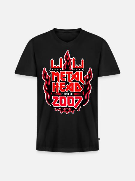 METALHEAD since 2007 - Männer Premium Bio T-Shirt mit V-Ausschnitt - Schwarz