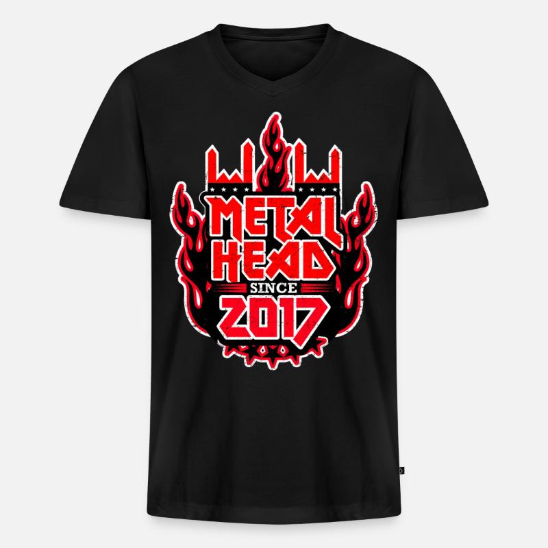 METALHEAD since 2017 - Männer Premium Bio T-Shirt mit V-Ausschnitt - Schwarz