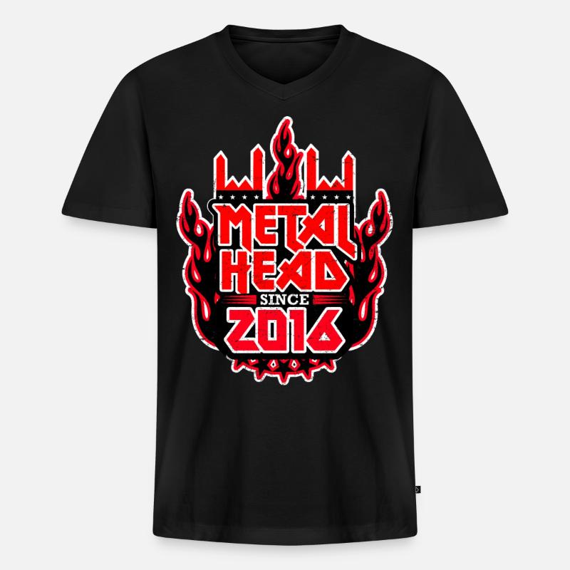 METALHEAD since 2016 - Männer Premium Bio T-Shirt mit V-Ausschnitt - Schwarz
