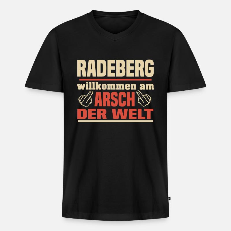 Radeberg - Männer Premium Bio T-Shirt mit V-Ausschnitt - Schwarz