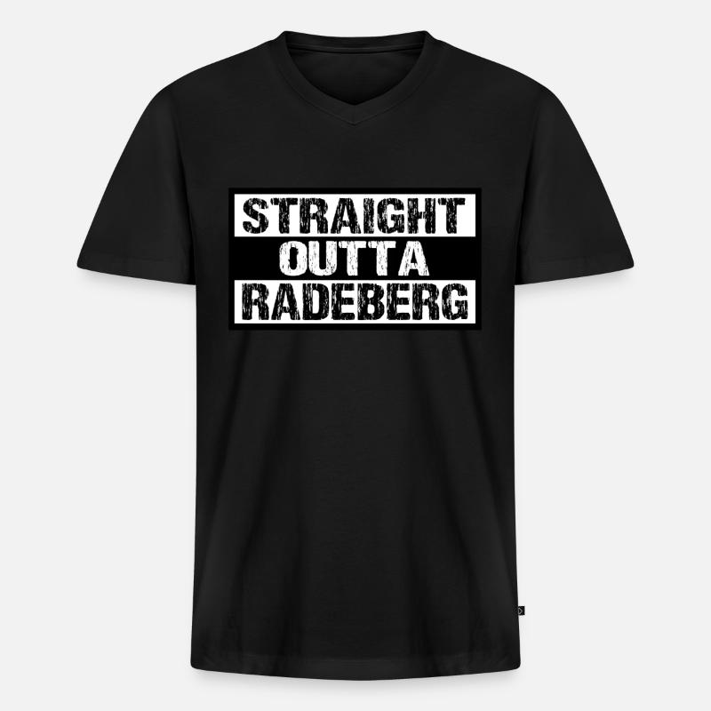 Radeberg - Männer Premium Bio T-Shirt mit V-Ausschnitt - Schwarz