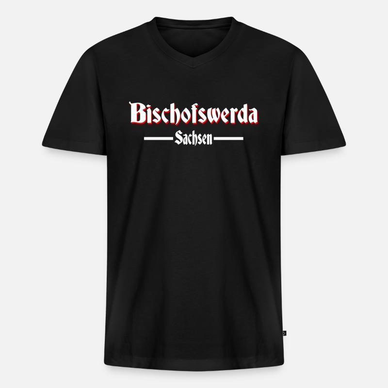 Bischofswerda - Männer Premium Bio T-Shirt mit V-Ausschnitt - Schwarz