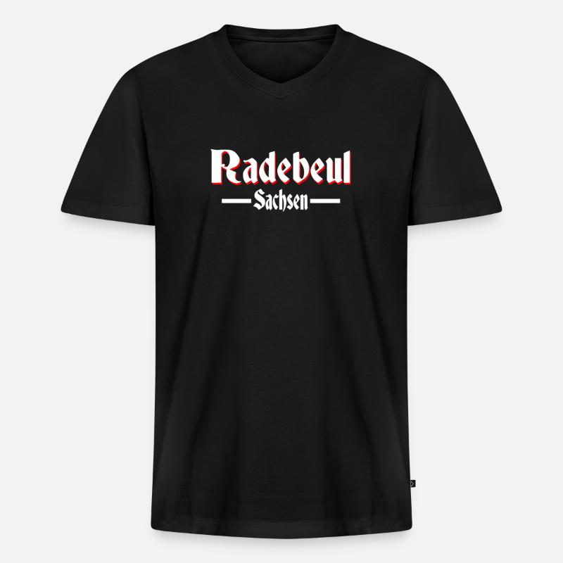 Radebeul - Männer Premium Bio T-Shirt mit V-Ausschnitt - Schwarz
