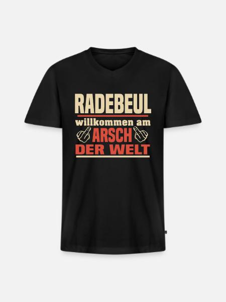 Radebeul - Männer Premium Bio T-Shirt mit V-Ausschnitt - Schwarz