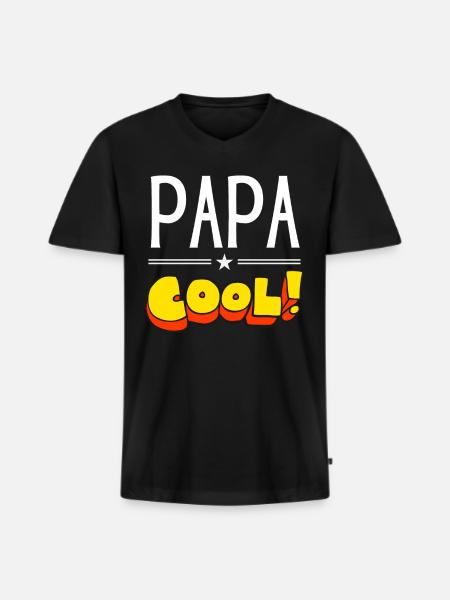 Papa tu es mon roc - T-shirt encolure en V Premium bio Homme - noir