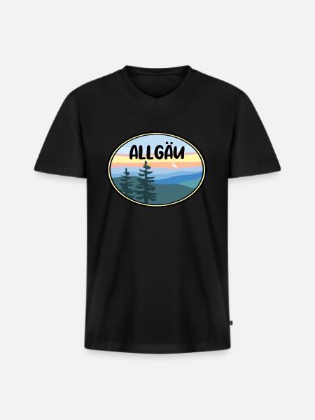 Allgäu - Männer Premium Bio T-Shirt mit V-Ausschnitt - Schwarz