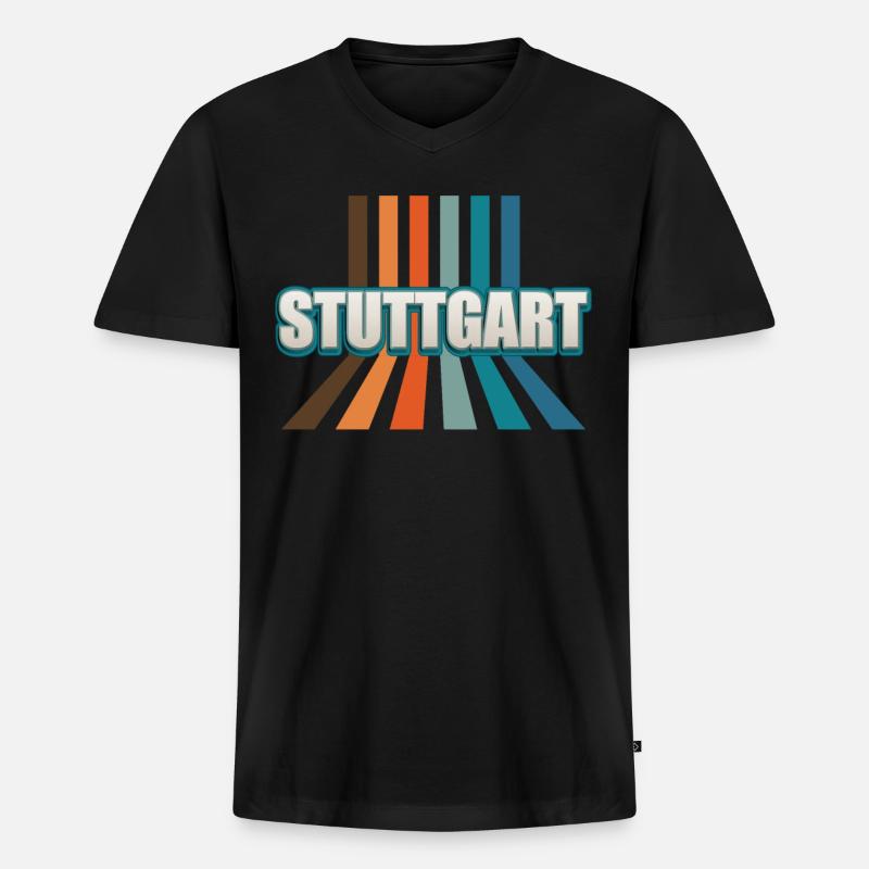 Stuttgartererin Stuttgarterer Stuttgarter - Männer Premium Bio T-Shirt mit V-Ausschnitt - Schwarz