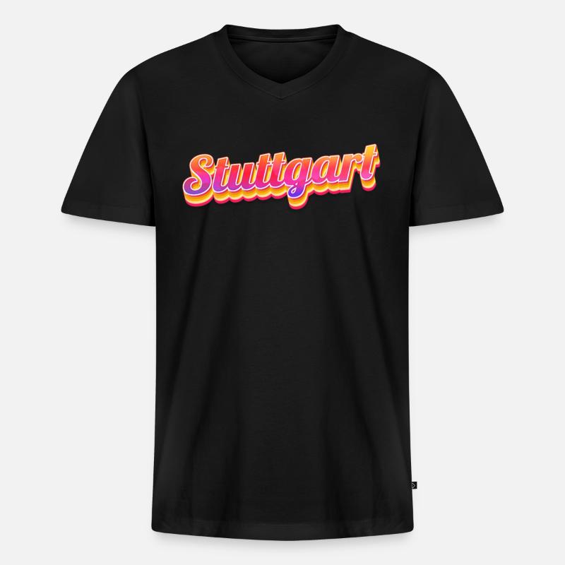 Stuttgartererin Stuttgarterer Stuttgarter - Männer Premium Bio T-Shirt mit V-Ausschnitt - Schwarz