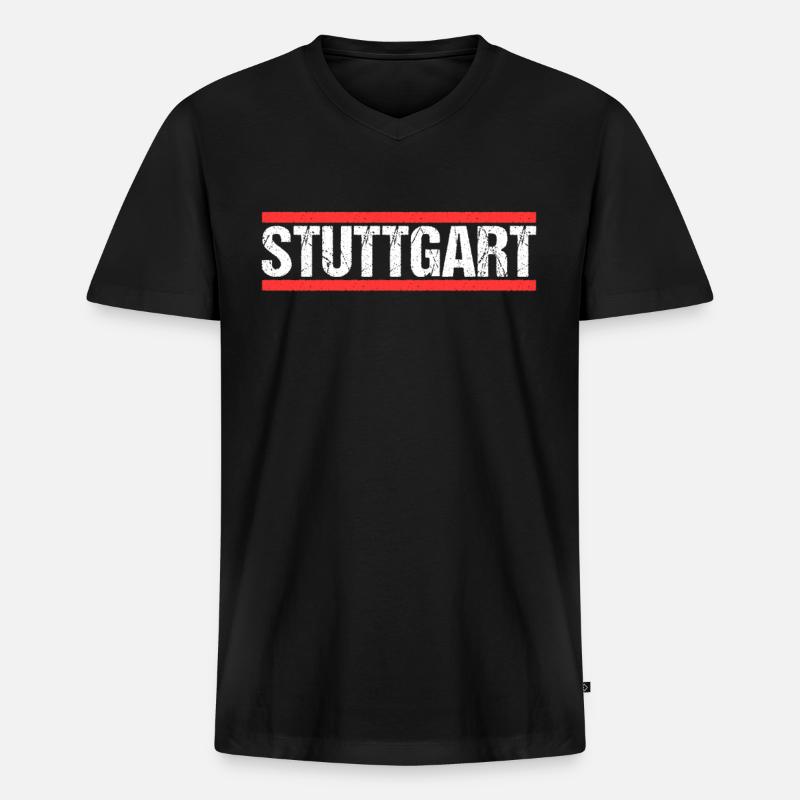 Stuttgartererin Stuttgarterer Stuttgarter - Männer Premium Bio T-Shirt mit V-Ausschnitt - Schwarz