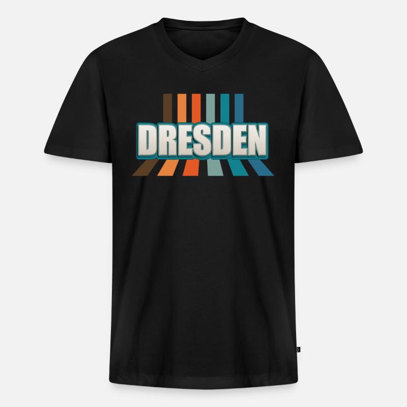 Dresdnerin Dresdner Dresden - Männer Premium Bio T-Shirt mit V-Ausschnitt - Schwarz