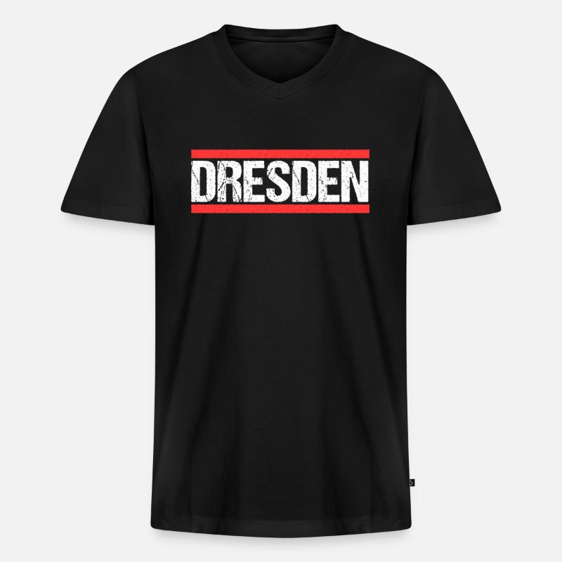 Dresdnerin Dresdner Dresden - Männer Premium Bio T-Shirt mit V-Ausschnitt - Schwarz
