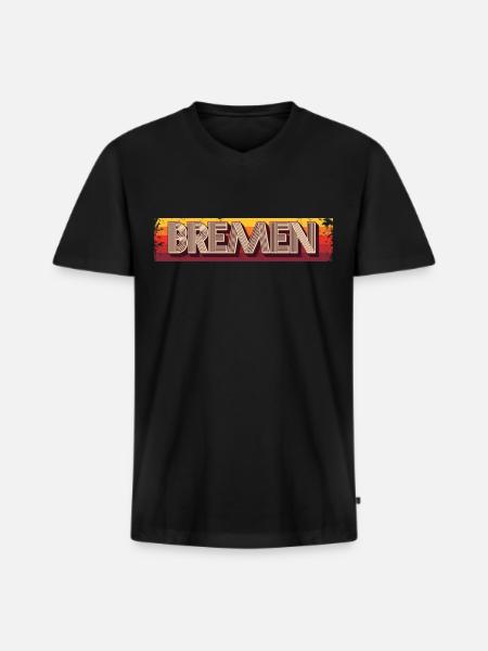 Bremerin Bremer Bremen - Männer Premium Bio T-Shirt mit V-Ausschnitt - Schwarz