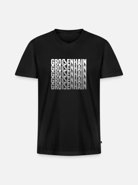 Großenhain - Männer Premium Bio T-Shirt mit V-Ausschnitt - Schwarz