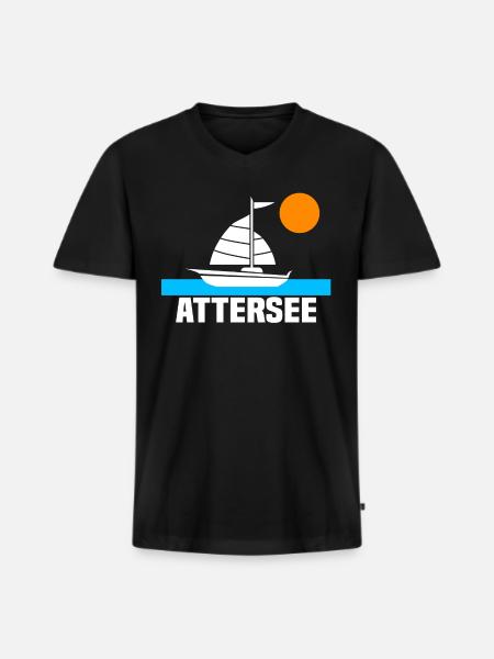 Attersee - Männer Premium Bio T-Shirt mit V-Ausschnitt - Schwarz