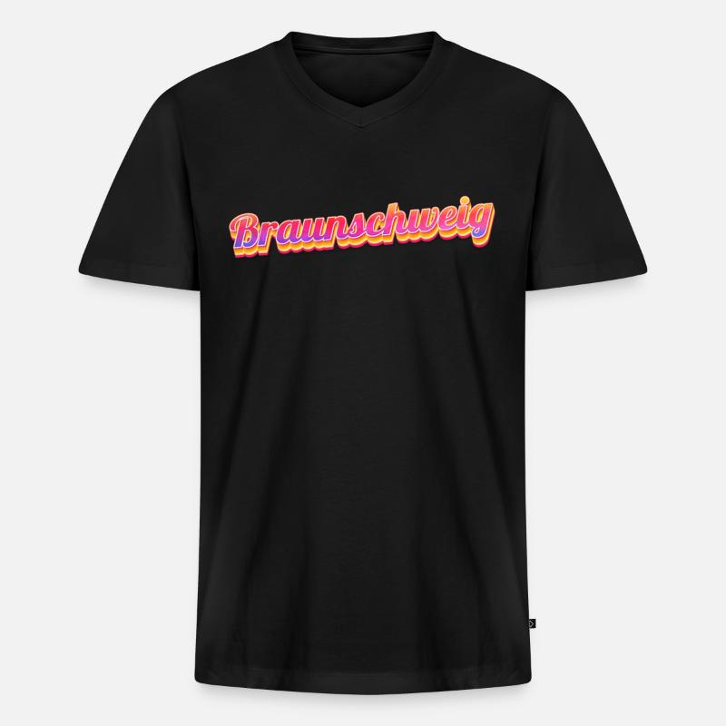 Braunschweigerin Braunschweiger Braunschweig - Männer Premium Bio T-Shirt mit V-Ausschnitt - Schwarz