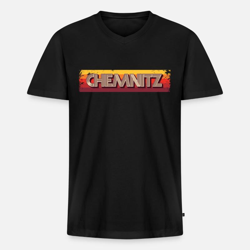 Chemnitzerin Chemnitzer Chemnitz - Männer Premium Bio T-Shirt mit V-Ausschnitt - Schwarz