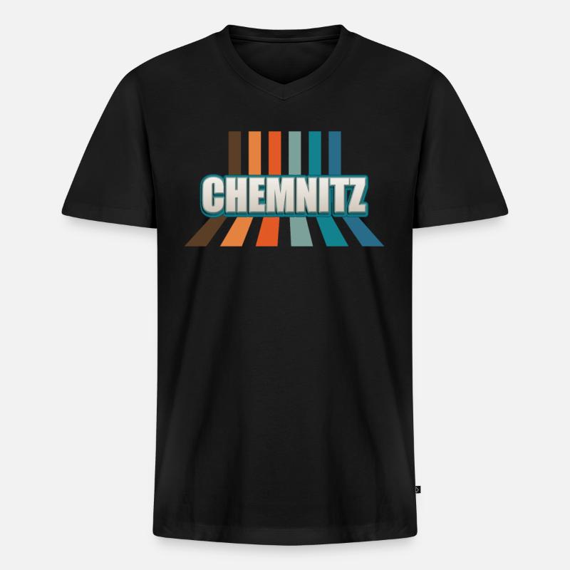 Chemnitzerin Chemnitzer Chemnitz - Männer Premium Bio T-Shirt mit V-Ausschnitt - Schwarz