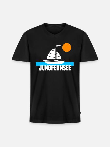 Jungfernsee - Männer Premium Bio T-Shirt mit V-Ausschnitt - Schwarz