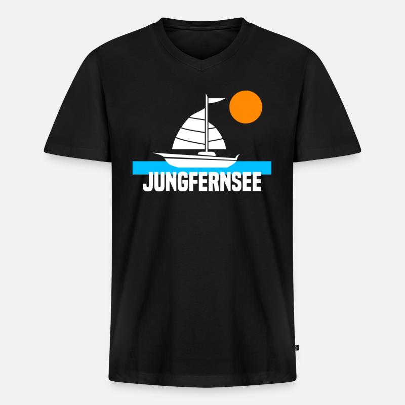 Jungfernsee - Männer Premium Bio T-Shirt mit V-Ausschnitt - Schwarz