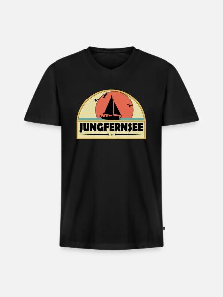 Jungfernsee - Männer Premium Bio T-Shirt mit V-Ausschnitt - Schwarz
