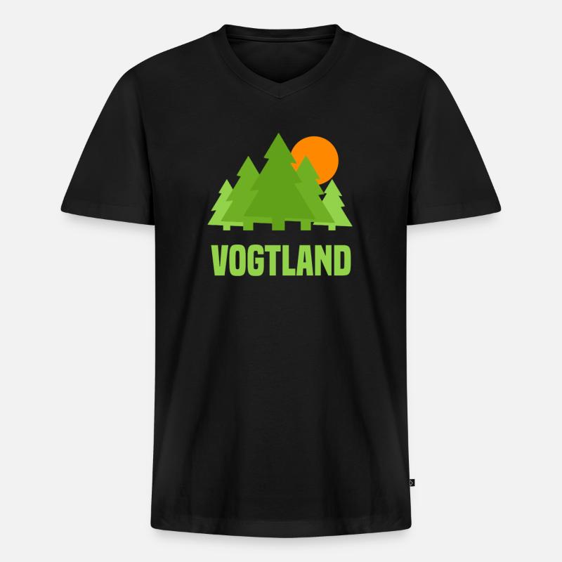 Vogtland - Männer Premium Bio T-Shirt mit V-Ausschnitt - Schwarz