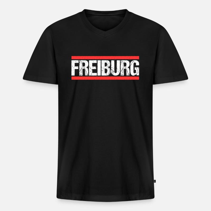 Freiburgerin Freiburger Freiburg - Männer Premium Bio T-Shirt mit V-Ausschnitt - Schwarz