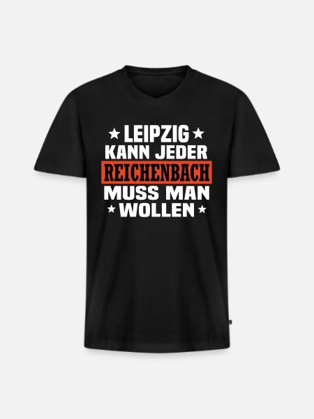 Reichenbach - Männer Premium Bio T-Shirt mit V-Ausschnitt - Schwarz