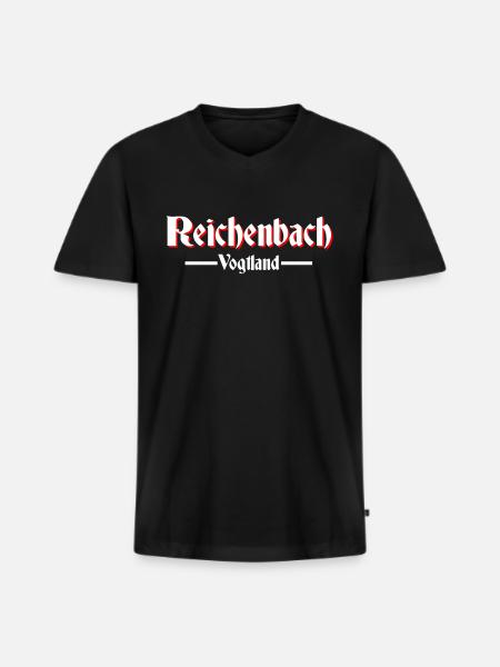 Reichenbach - Männer Premium Bio T-Shirt mit V-Ausschnitt - Schwarz