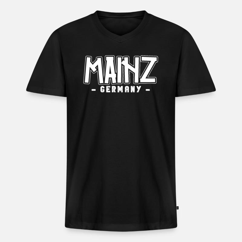 Mainzerin Mainzer Mainz - Männer Premium Bio T-Shirt mit V-Ausschnitt - Schwarz