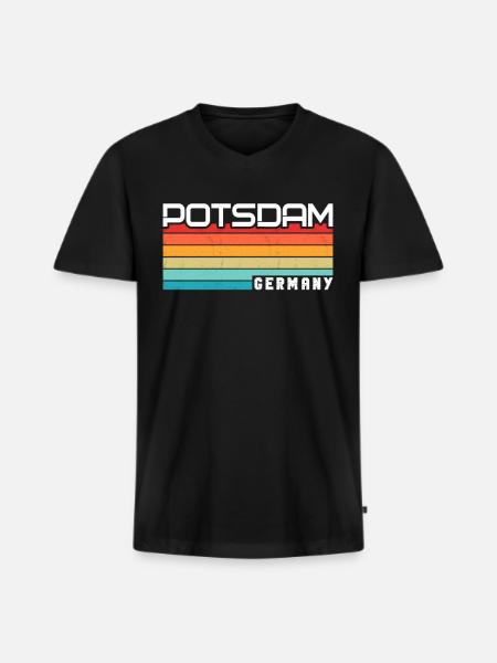 Potsdamer, Potsdamer Potsdam - Men's Premium Organic T-shirt with V-neck - black