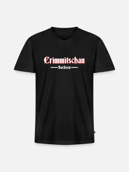 Crimmitschau - Männer Premium Bio T-Shirt mit V-Ausschnitt - Schwarz
