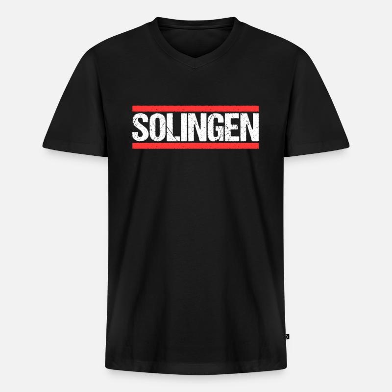 Solingerin Solinger Solingen - Männer Premium Bio T-Shirt mit V-Ausschnitt - Schwarz