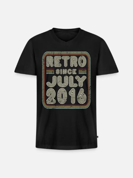 Birthday July 2016 Retro Gift - Men's Premium Organic T-shirt with V-neck - black