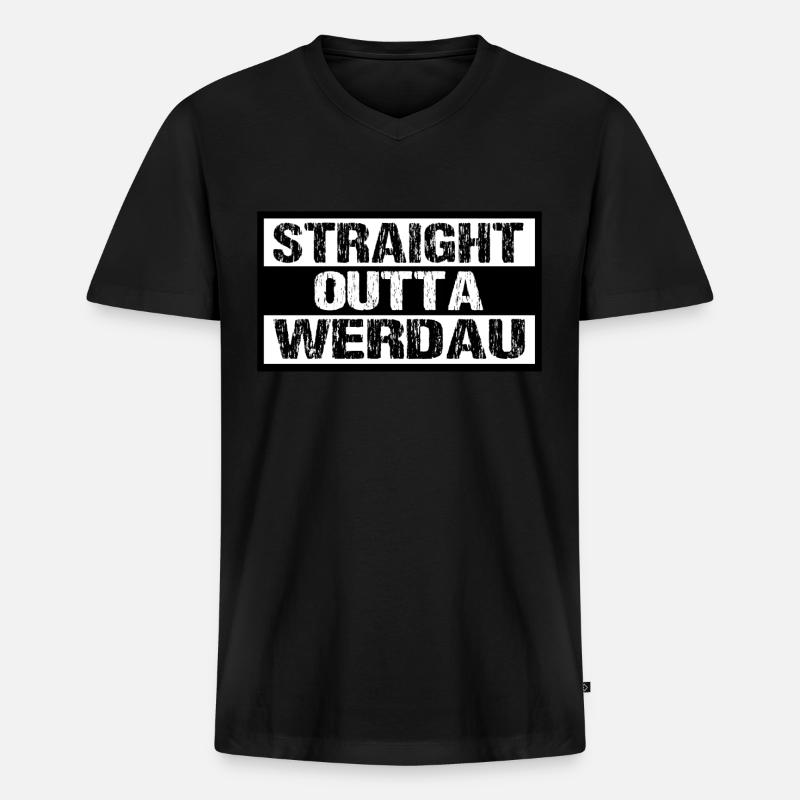 Werdau - Männer Premium Bio T-Shirt mit V-Ausschnitt - Schwarz