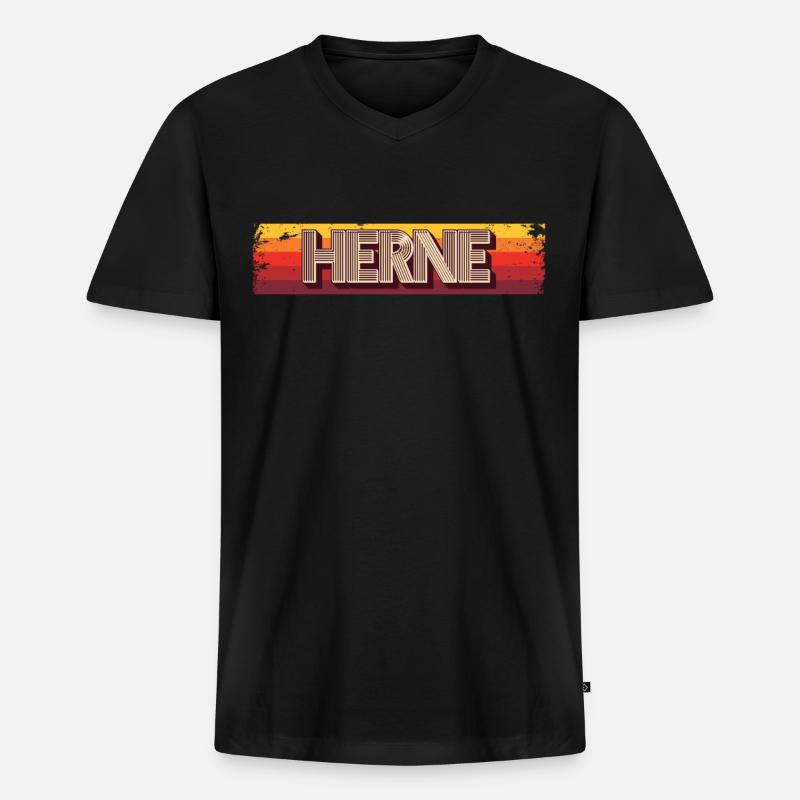 Hernerin Herner Herne - Männer Premium Bio T-Shirt mit V-Ausschnitt - Schwarz