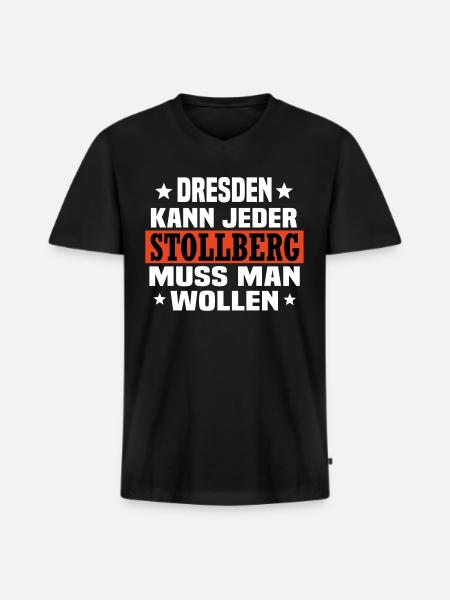 Stollberg - Männer Premium Bio T-Shirt mit V-Ausschnitt - Schwarz