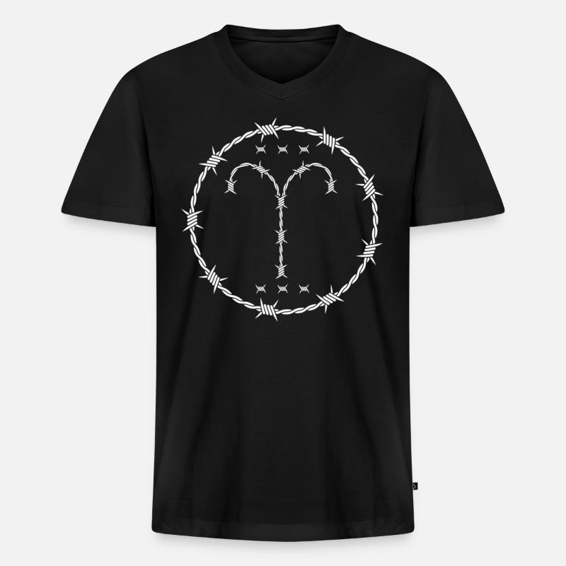 Widder Sternzeichen - Männer Premium Bio T-Shirt mit V-Ausschnitt - Schwarz