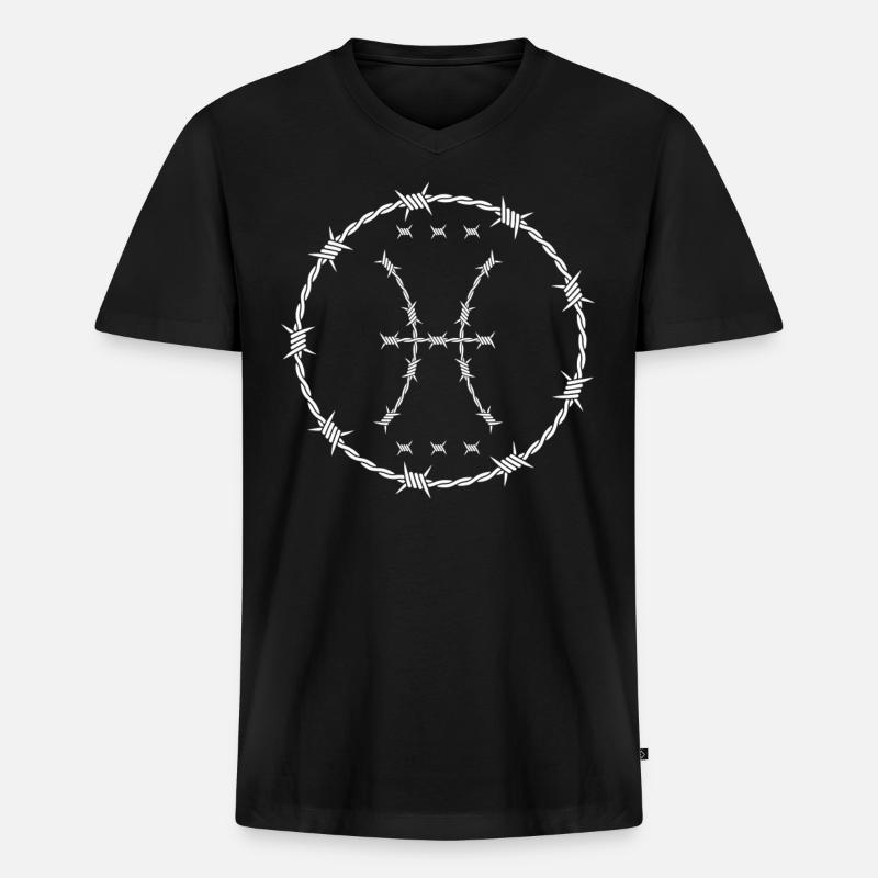 Fische Sternzeichen - Männer Premium Bio T-Shirt mit V-Ausschnitt - Schwarz
