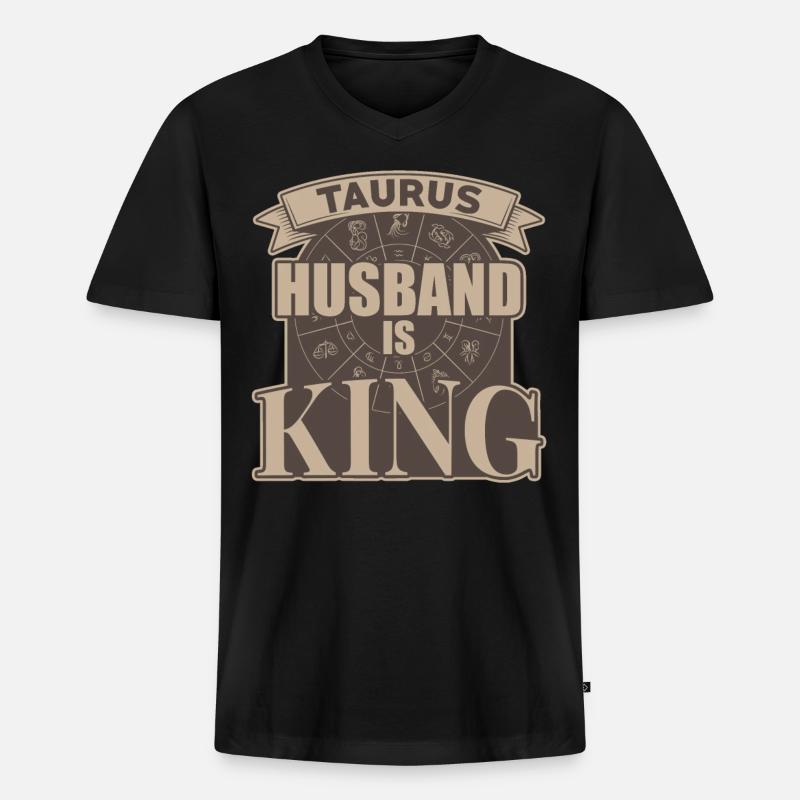 Stier Ehemann Ist König - Männer Premium Bio T-Shirt mit V-Ausschnitt - Schwarz