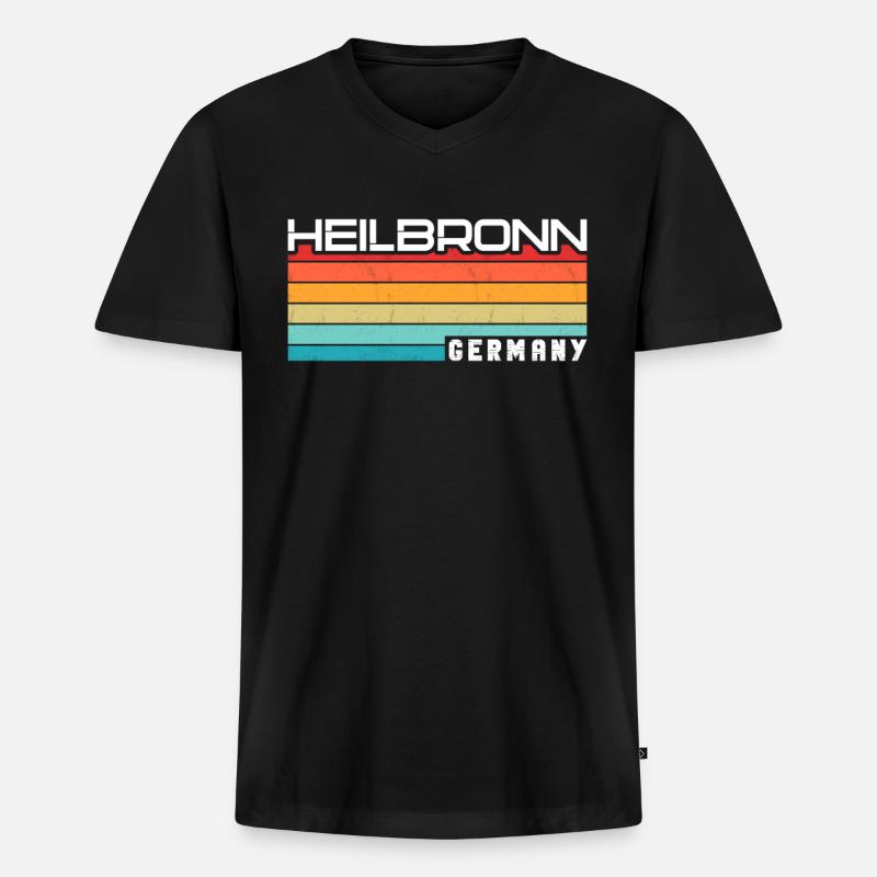 Heilbronnerin Heilbronner Heilbronn - Männer Premium Bio T-Shirt mit V-Ausschnitt - Schwarz