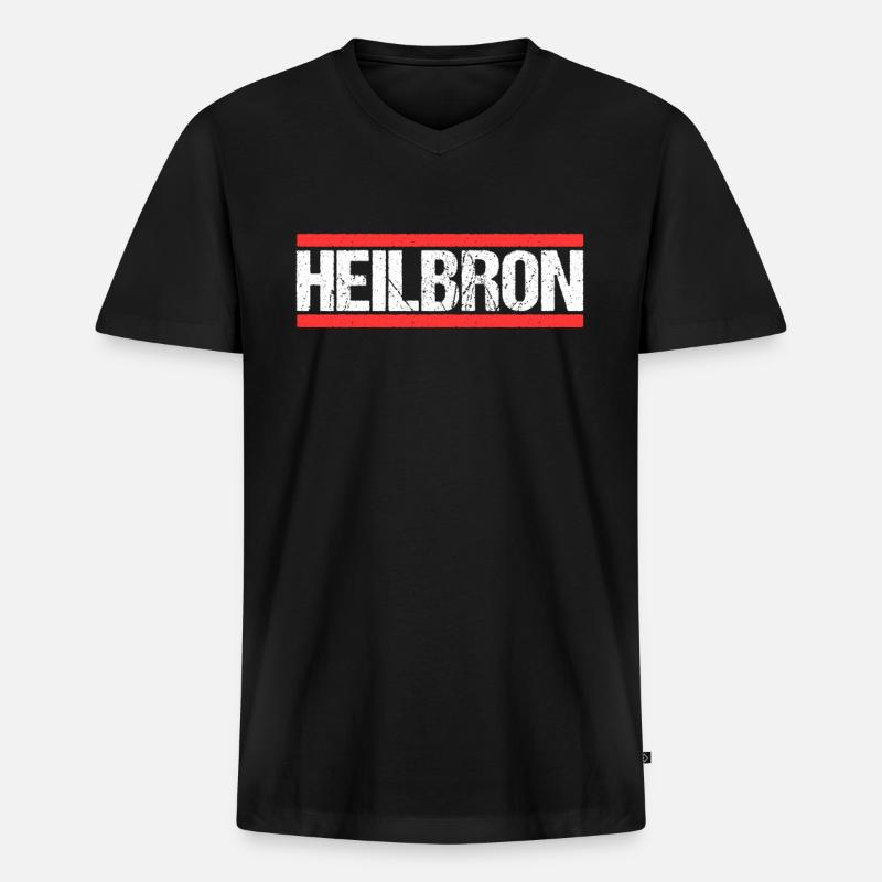 Heilbronnerin Heilbronner Heilbronn - Männer Premium Bio T-Shirt mit V-Ausschnitt - Schwarz