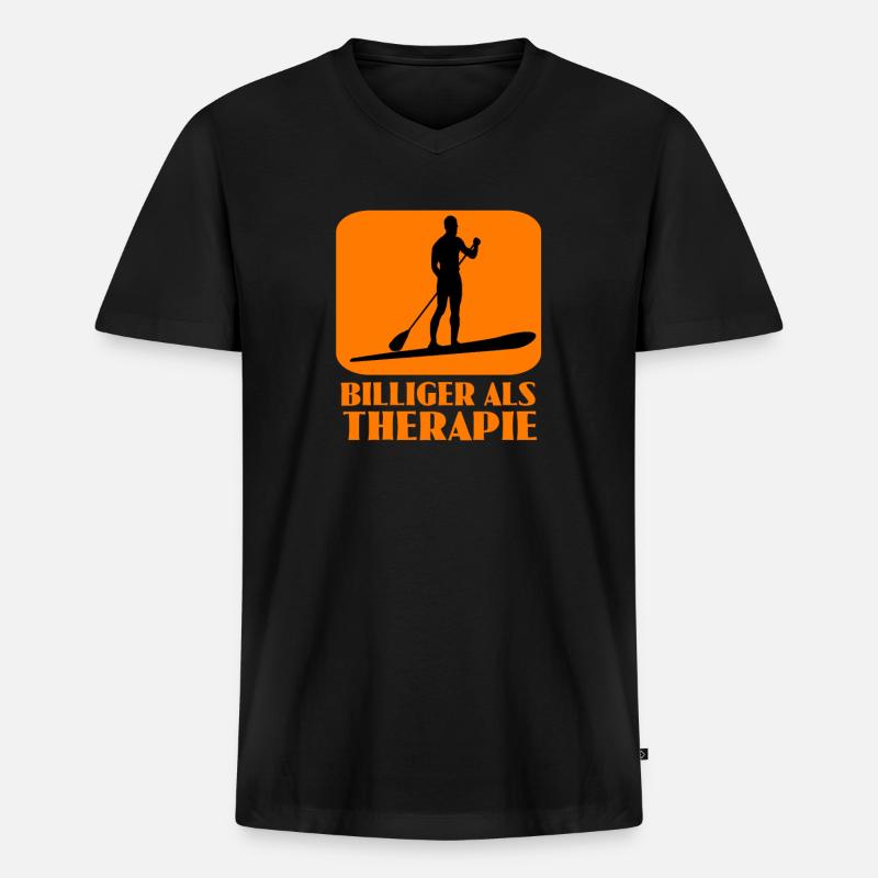 standup paddeln - Männer Premium Bio T-Shirt mit V-Ausschnitt - Schwarz