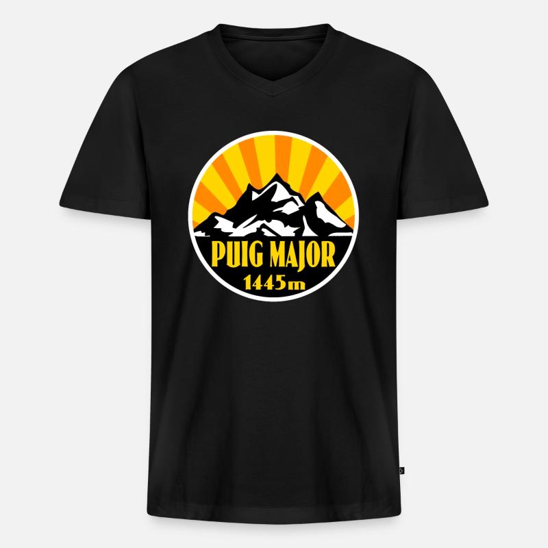 Mallorca PUIG MAJOR - Männer Premium Bio T-Shirt mit V-Ausschnitt - Schwarz