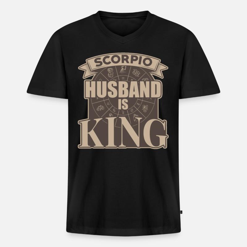 Skorpion Ehemann Ist König - Männer Premium Bio T-Shirt mit V-Ausschnitt - Schwarz