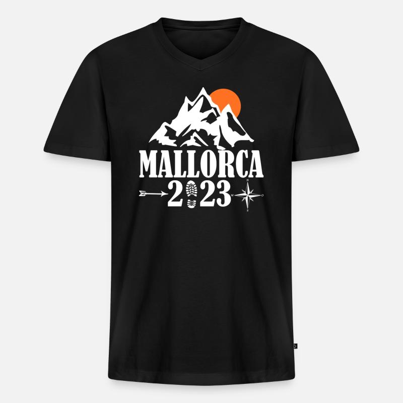 Mallorca 2023 - Männer Premium Bio T-Shirt mit V-Ausschnitt - Schwarz
